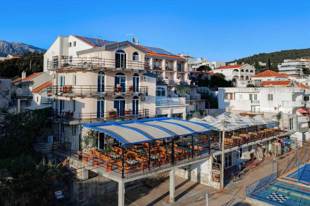 El Mar Hotel building above the sea in Montenegro
